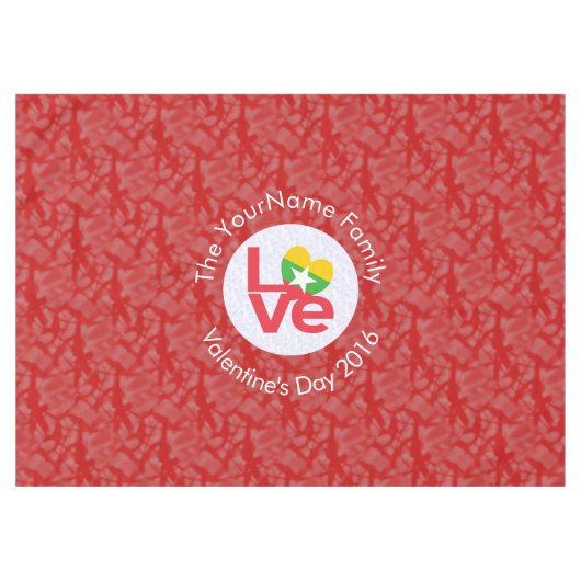 Birmanische Flagge Herzerrote LIEBE Tischdecke (Vorderseite (Horizontal))