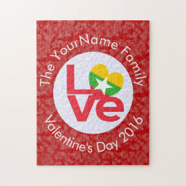 Birmanische Flagge - Rote Buchstaben LIEBE Weiß au Puzzle