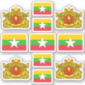 birmanische Staatssymbole/Wappen und Flagge Aufkleber (Vorderseite)