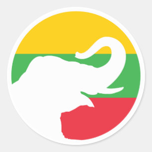 Birmanisches Nationales Tier mit asiatischem Elefa Runder Aufkleber