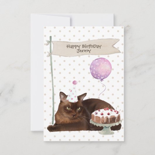 Birmese Cat Birthday Celebration Party Hat cake Karte (Vorderseite)