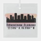 Birmingham AL City Skyline Glass Ornament (Vorderseite)
