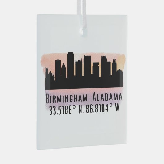 Birmingham AL City Skyline Glass Ornament (Vorderseite Rechts)