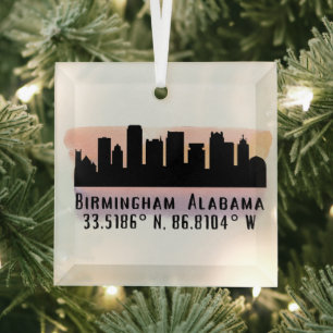 Birmingham AL City Skyline Glass Ornament Aus Glas