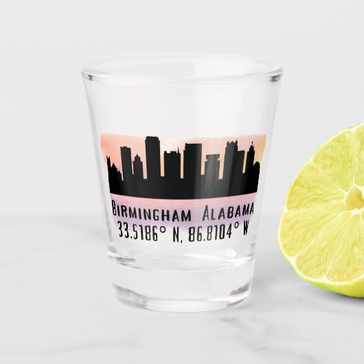 Birmingham AL City Skyline Schnapsglas (Vorderseite)