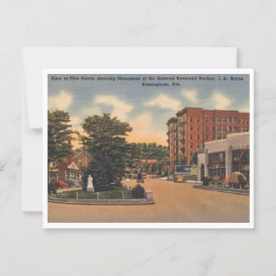 Birmingham AL Five Points View 1940s Postkarte