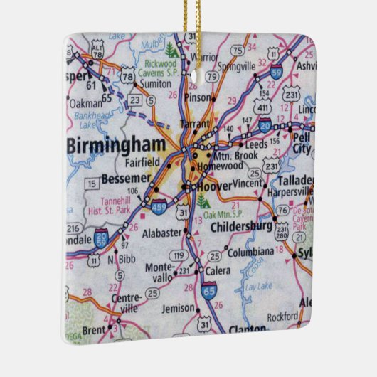 Birmingham AL Map Keramikornament (Rechts)