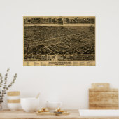 Birmingham, AL Panoramic Map Birds Eye View Poster (Küche)