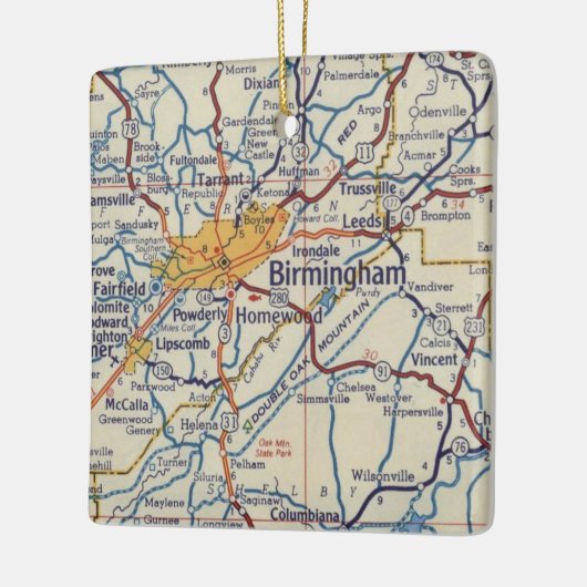 Birmingham AL Vintag Map Keramikornament (Links)