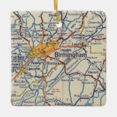 Birmingham AL Vintag Map Keramikornament (Vorderseite)