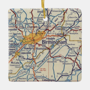 Birmingham AL Vintage Karte Keramikornament