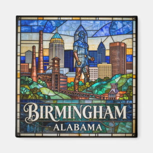 Birmingham Alabama Buntglas-Stadtlandschaft 🏙️ Magnet