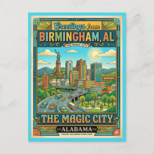 Birmingham Alabama Magic City im Vintage-Stil Postkarte