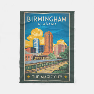 Birmingham Alabama Reise Kunst Vintage Fleecedecke