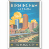 Birmingham Alabama Reisen Vintag Aufkleber (Vorderseite)