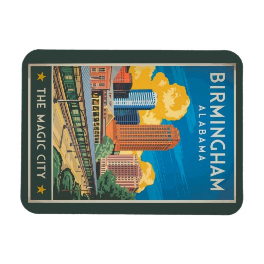 Birmingham Alabama Reisen Vintag Magnet (Horizontal)