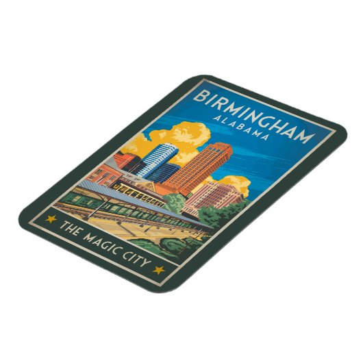 Birmingham Alabama Reisen Vintag Magnet (Linke Seite)