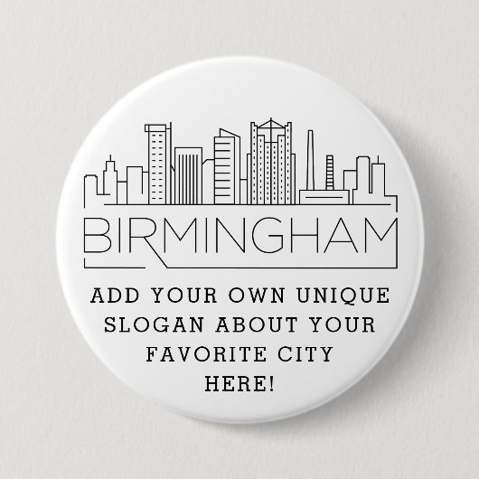 Birmingham, Alabama Skyline | Benutzerdefinierter Button (Vorderseite)