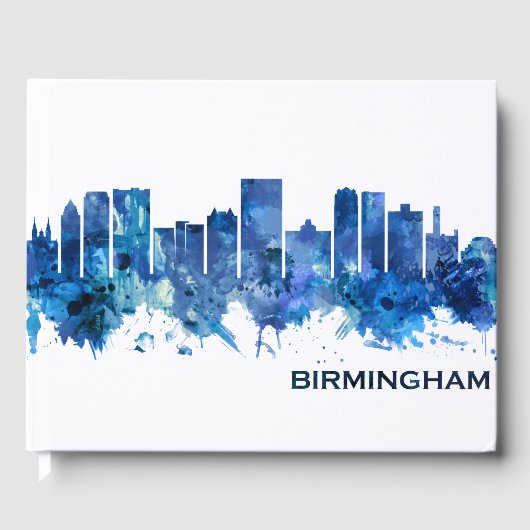 Birmingham Alabama Skyline Blue Gästebuch (Vorderseite)