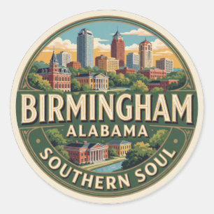 Birmingham Alabama USA Stadt der Bürgerrechte Reis Runder Aufkleber