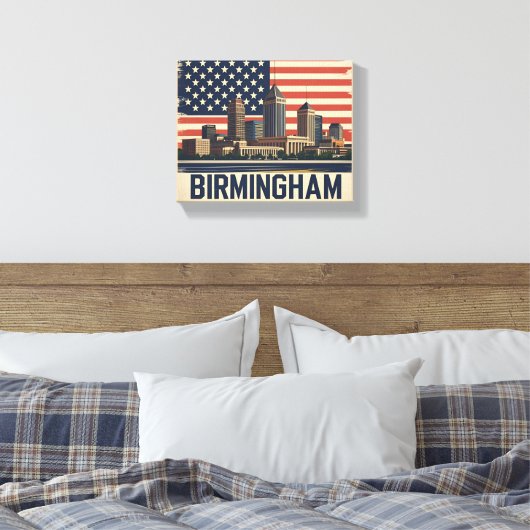 Birmingham City Alabama Skyline Leinwanddruck (Insitu (Schlafzimmer))