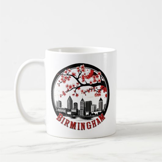 Birmingham City Alabama Skyline T - Shirt Kaffeetasse (Links)