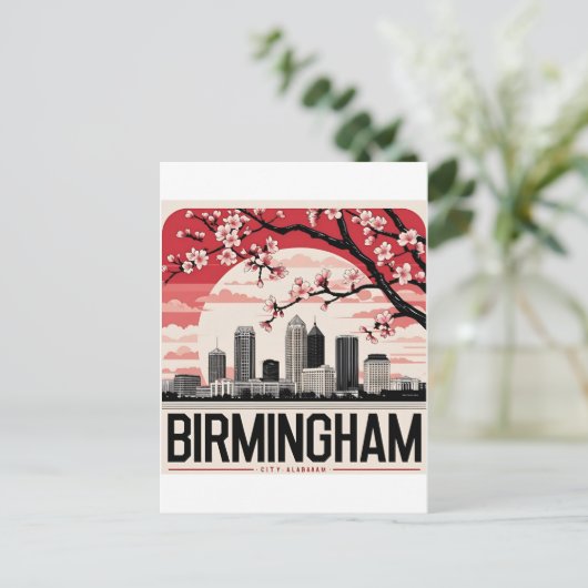 Birmingham City Alabama Skyline T - Shirt Postkarte (Stehend Vorderseite)