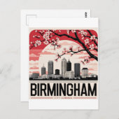 Birmingham City Alabama Skyline T - Shirt Postkarte (Vorne/Hinten)