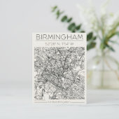 Birmingham City Map Postcard Charcoal Urban Sketch Postkarte (Stehend Vorderseite)