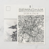 Birmingham City Map Postkarte Charcoal Urban Sketc (Vorne/Hinten)