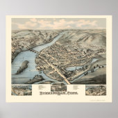 Birmingham, CT Panoramic Map - 1876 Poster (Vorne)
