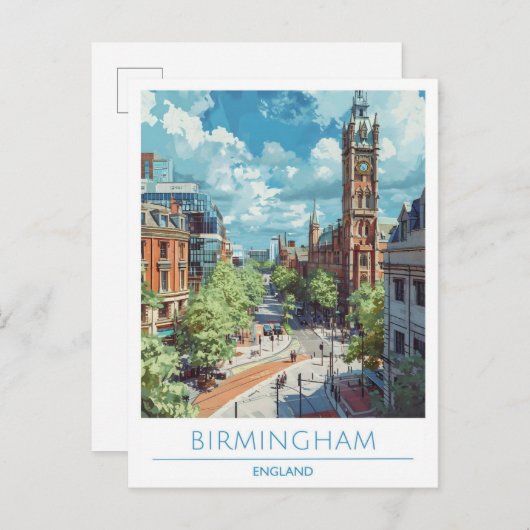 Birmingham England Travel Postkarte (Vorne/Hinten)