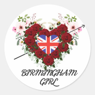 Birmingham Girl Rose mit Pfeil Runder Aufkleber