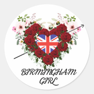 Birmingham Girl Rose mit Pfeil Runder Aufkleber