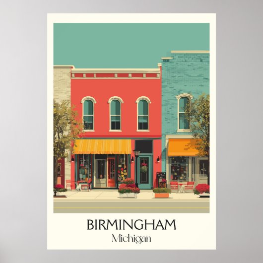 Birmingham Michigan Vintage Stadt Kunst, Kultur Poster (Vorne)