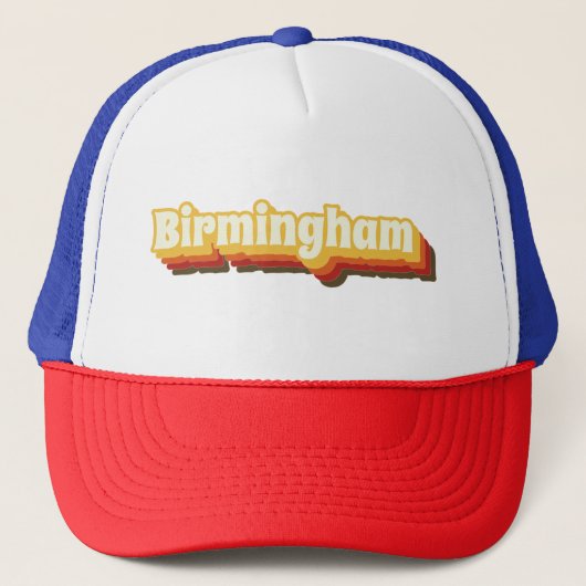 Birmingham Retro Vintager Text Truckerkappe (Vorderseite)
