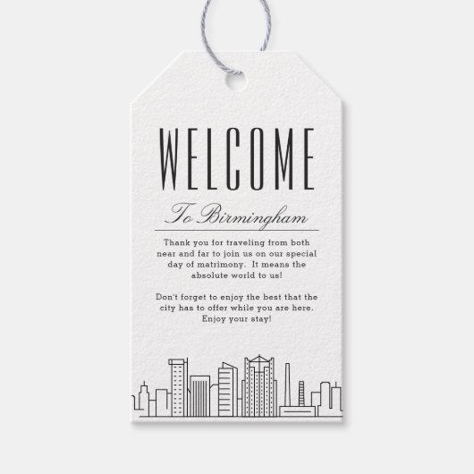 Birmingham Skyline | Begrüßungsnachricht Geschenkanhänger (Vorderseite)