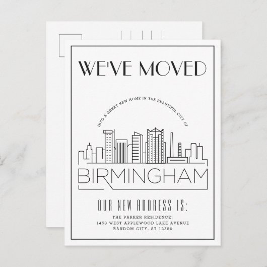 Birmingham Skyline Moderner Deko Adresswechsel Ankündigungspostkarte (Vorne/Hinten)