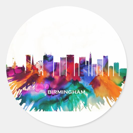 Birmingham Skyline Runder Aufkleber (Vorderseite)