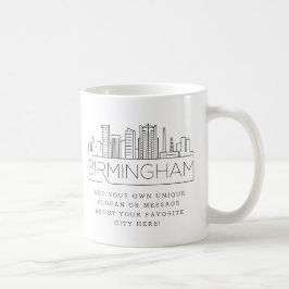 Birmingham Stylized Skyline | Benutzerdefinierter  Kaffeetasse