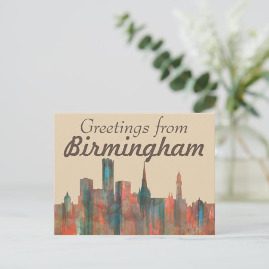 BIRMINGHAM UK SKYLINE POSTKARTE (Stehend Vorderseite)