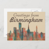 BIRMINGHAM UK SKYLINE POSTKARTE (Vorne/Hinten)