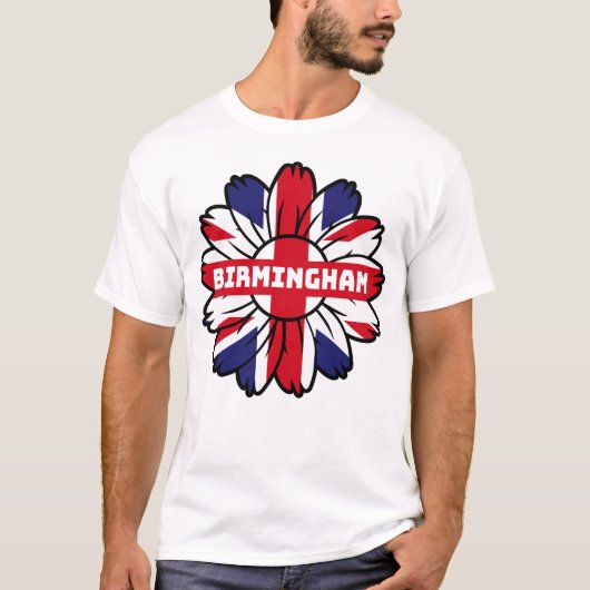 Birmingham Union Jack Sunflower British Pride T-Shirt (Vorderseite)