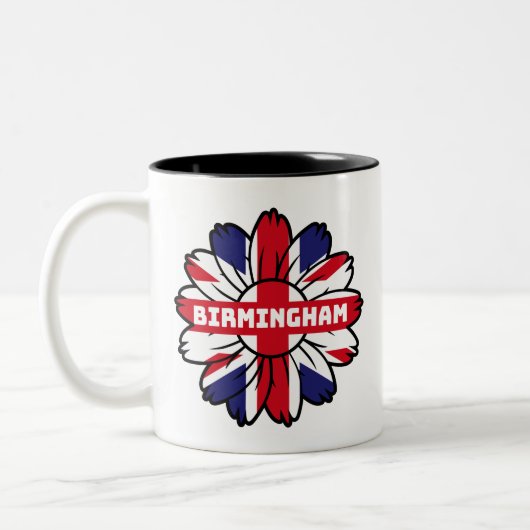 Birmingham Union Jack Sunflower British Pride Zweifarbige Tasse (Links)