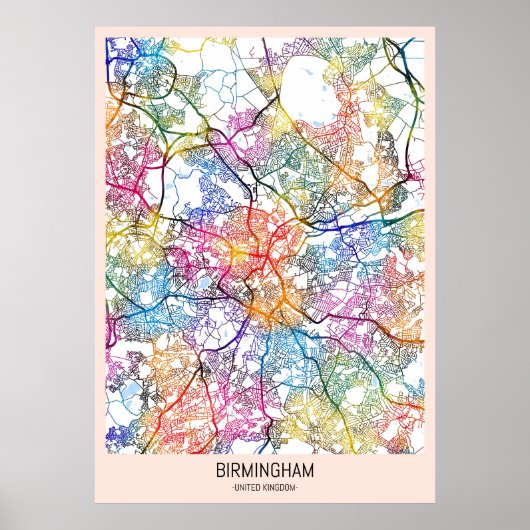 Birmingham United Kingdom City Map Poster (Vorne)