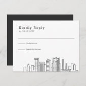 Birmingham Wedding | Stilisierte Skyline-UAWG RSVP Karte (Vorne/Hinten)