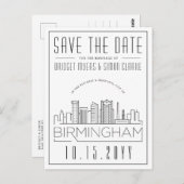 Birmingham Wedding Stylized Skyline Save the Date Postkarte (Vorne/Hinten)