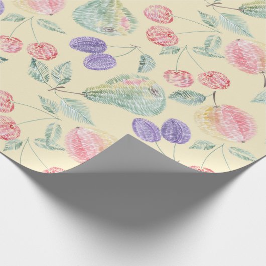 Birne, Apfel, Kirsche, Pflaume, Fruchtmischung, st Geschenkpapier (Ecke)