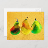 Birne, Aquarellfrucht, grüne Frucht Postkarte (Vorne/Hinten)