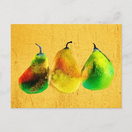 Birne, Aquarellfrucht, grüne Frucht Postkarte (Vorderseite)
